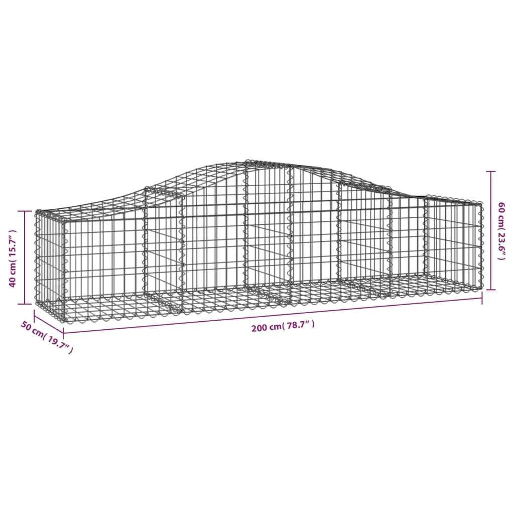 3 db íves horganyzott vas gabion kosár 200x50x40/60 cm