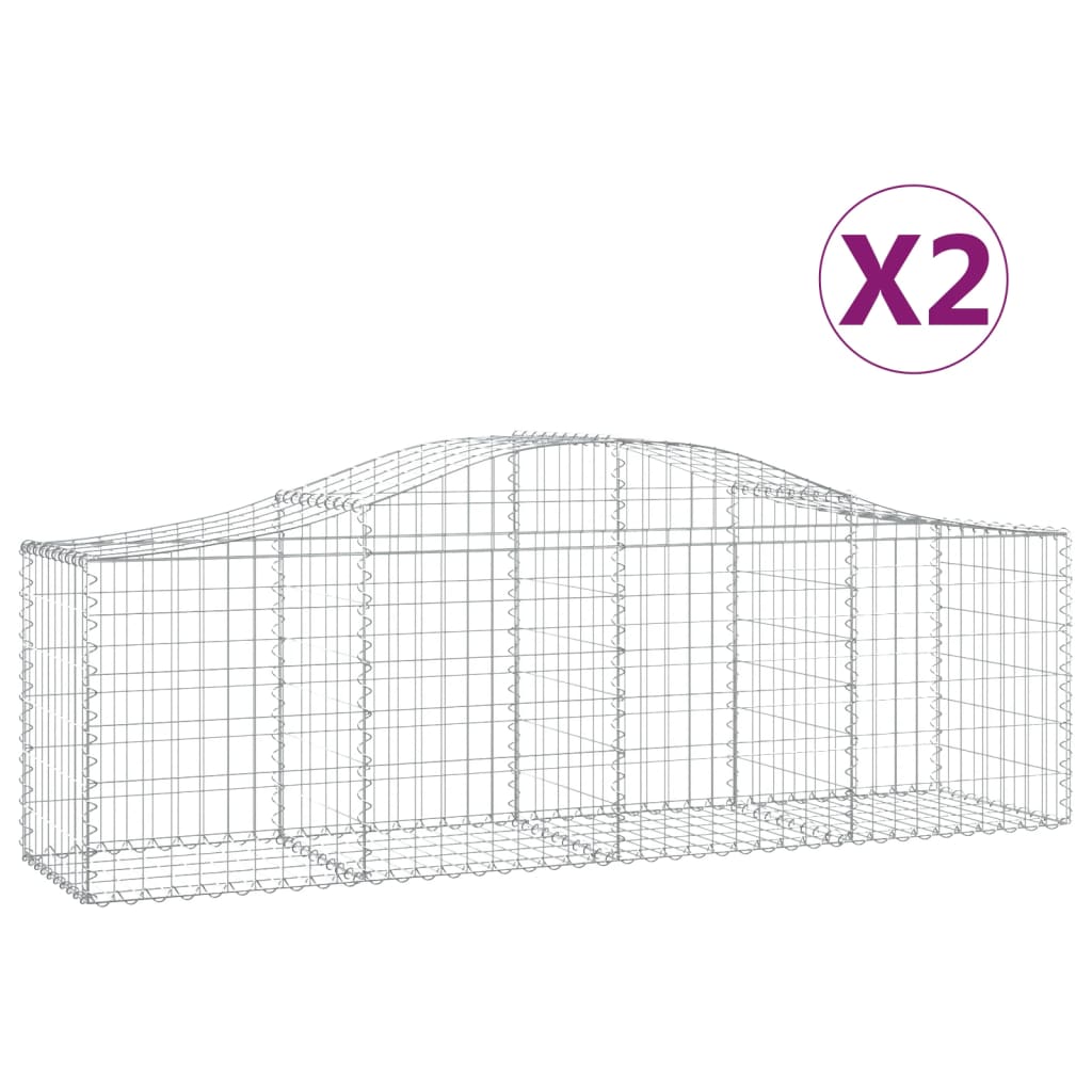 2 db íves horganyzott vas gabion kosár 200x50x60/80 cm