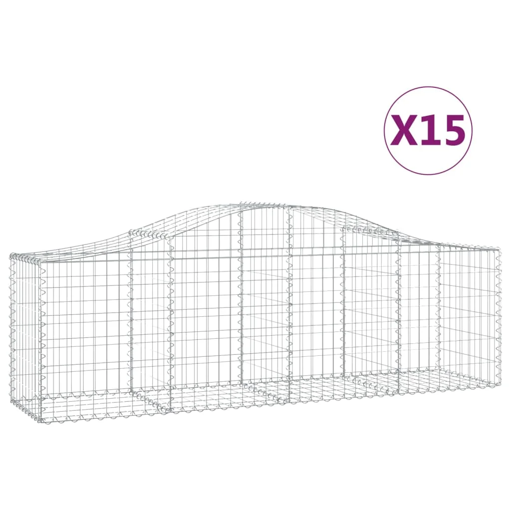 15 db íves horganyzott vas gabion kosár 200x50x60/80 cm
