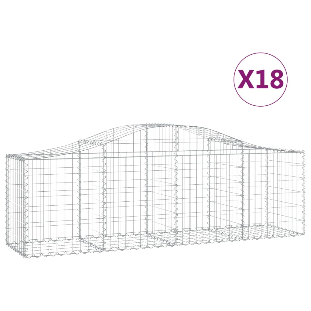 18 db íves horganyzott vas gabion kosár 200x50x60/80 cm