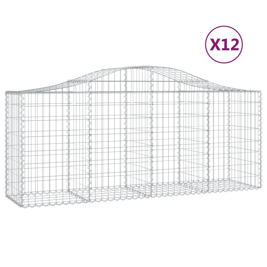 12 db íves horganyzott vas gabion kosár 200x50x80/100 cm