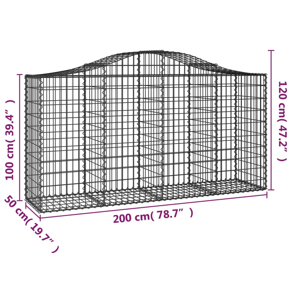 9 db íves horganyzott vas gabion kosár 200 x 50 x 100/120 cm