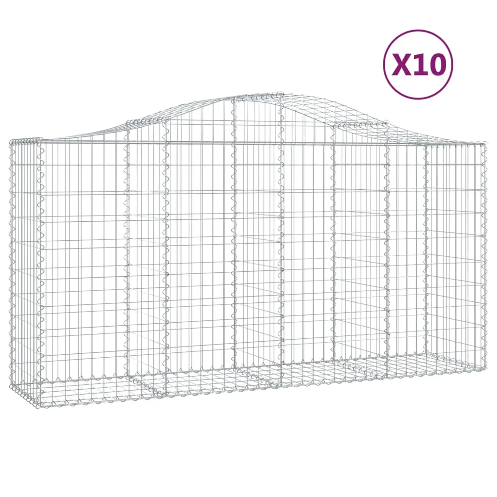 10 db íves horganyzott vas gabion kosár 200 x 50 x 100/120 cm
