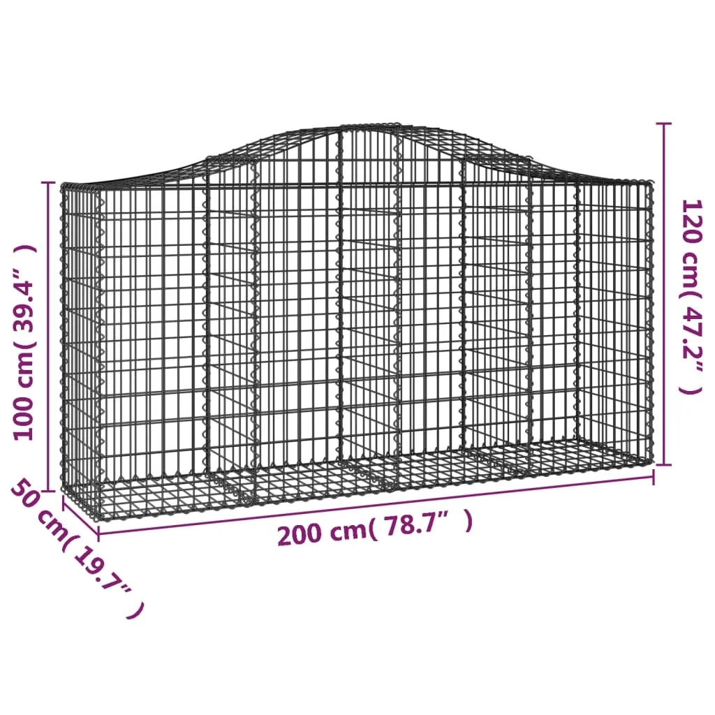 10 db íves horganyzott vas gabion kosár 200 x 50 x 100/120 cm