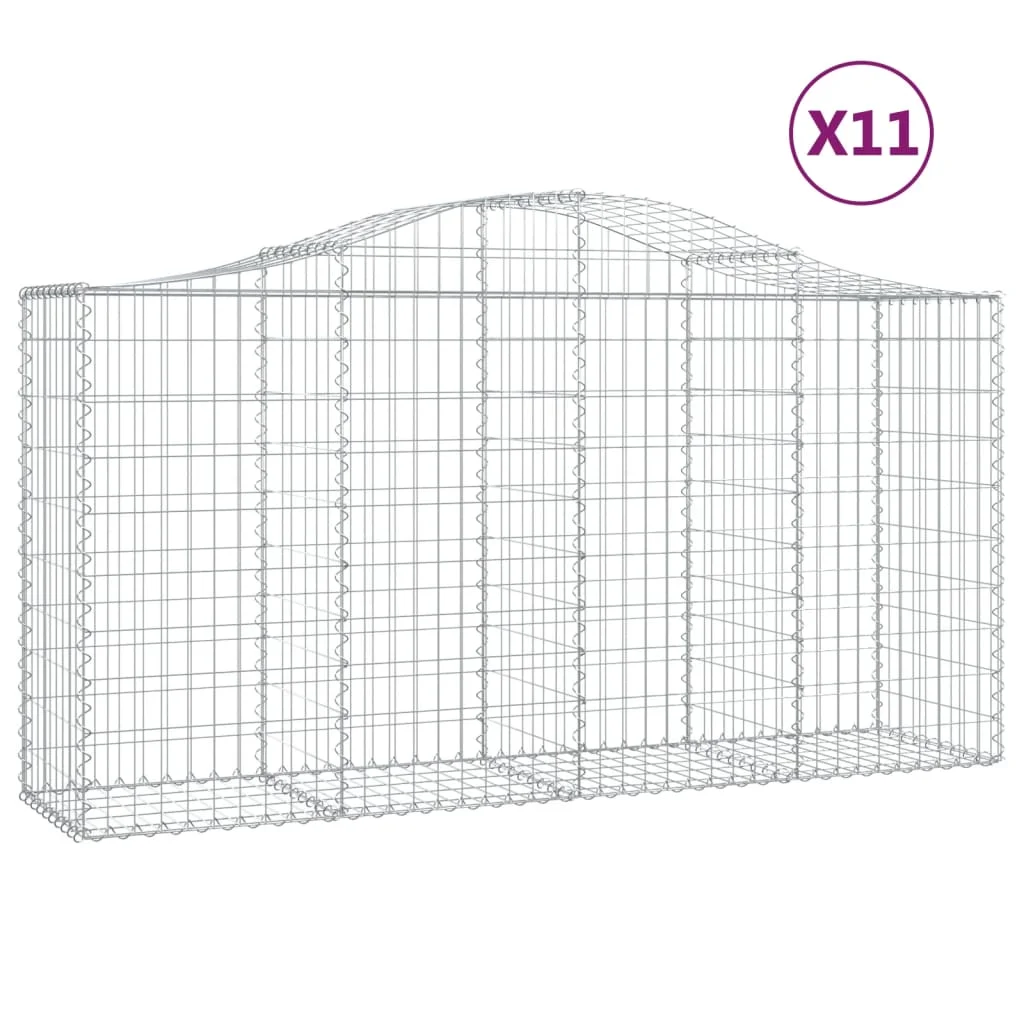 11 db íves horganyzott vas gabion kosár 200 x 50 x 100/120 cm