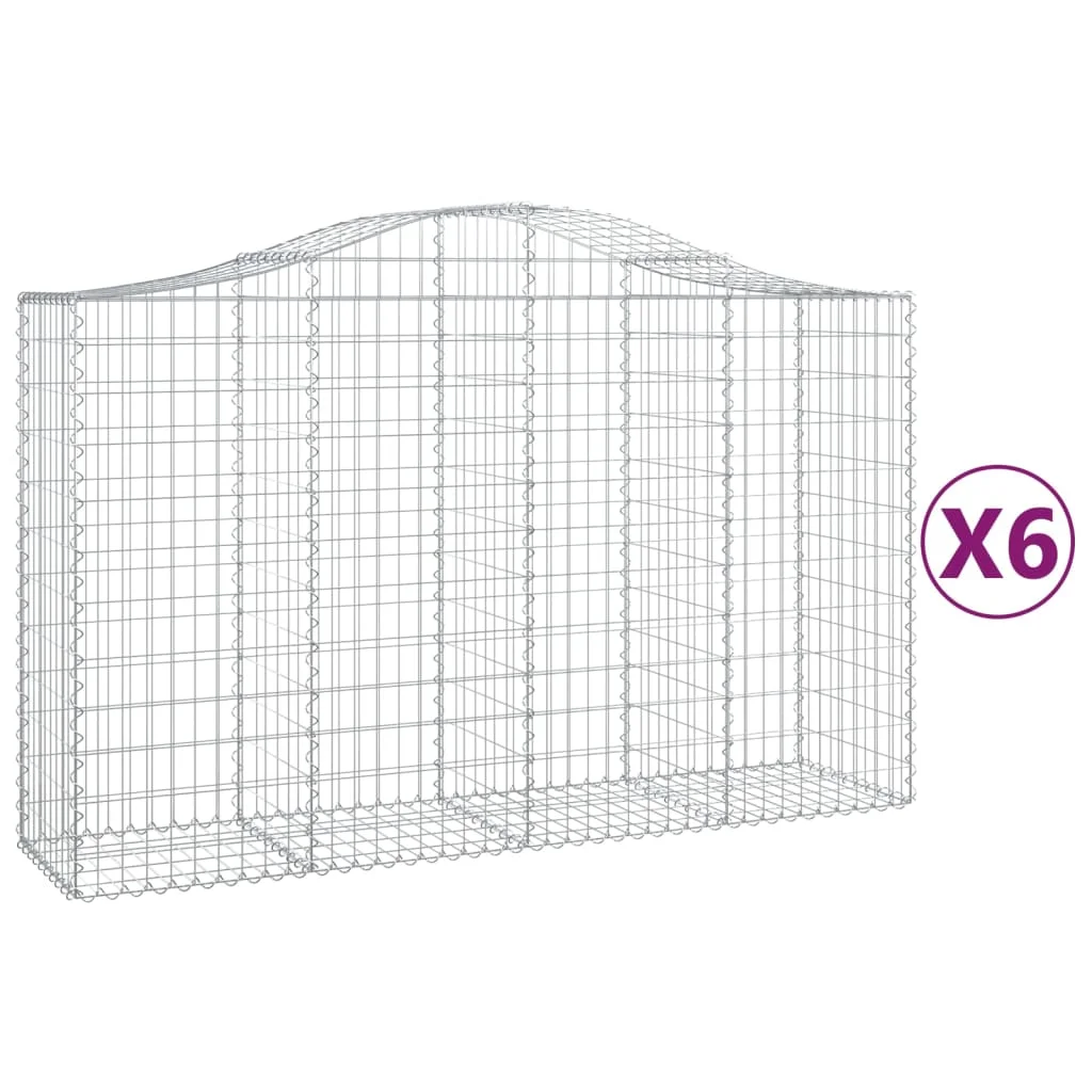 6 db íves horganyzott vas gabion kosár 200x50x120/140 cm