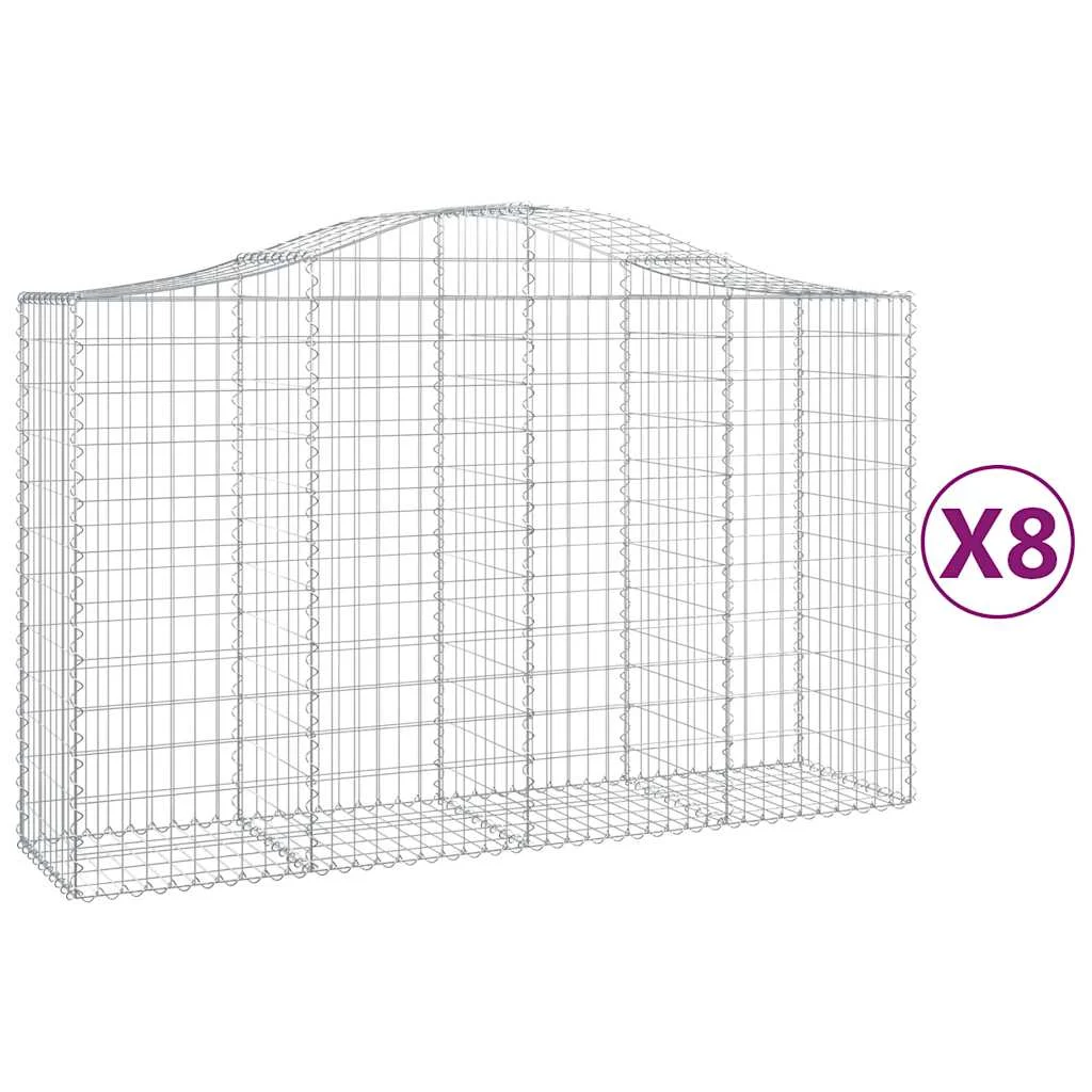 8 db íves horganyzott vas gabion kosár 200x50x120/140 cm