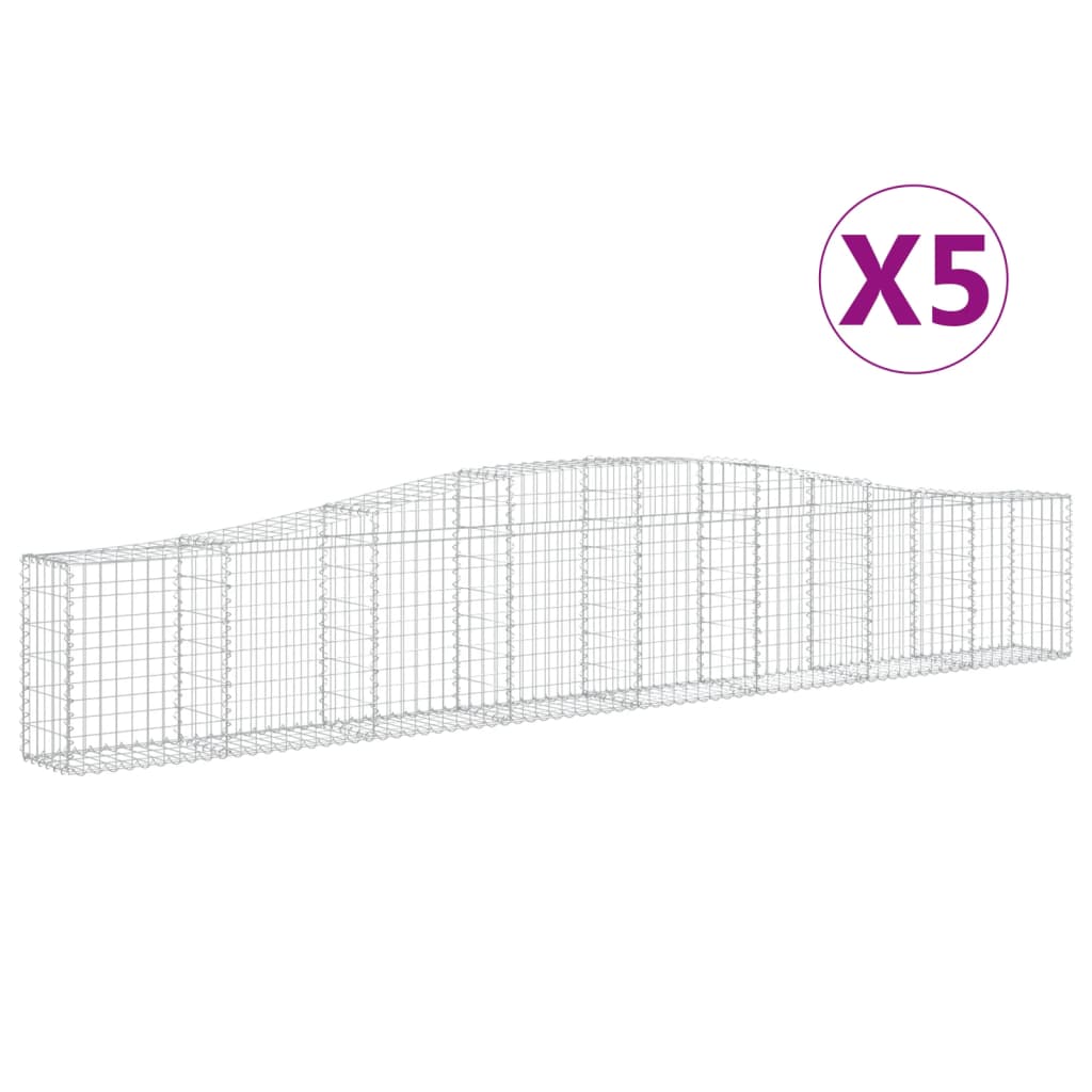 5 db íves horganyzott vas gabion kosár 400x30x60/80 cm