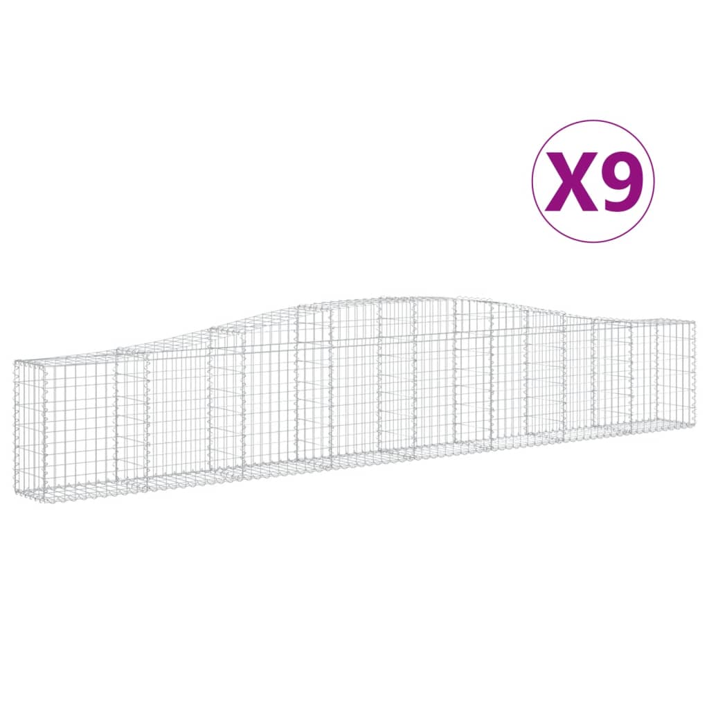 9 db íves horganyzott vas gabion kosár 400x30x60/80 cm