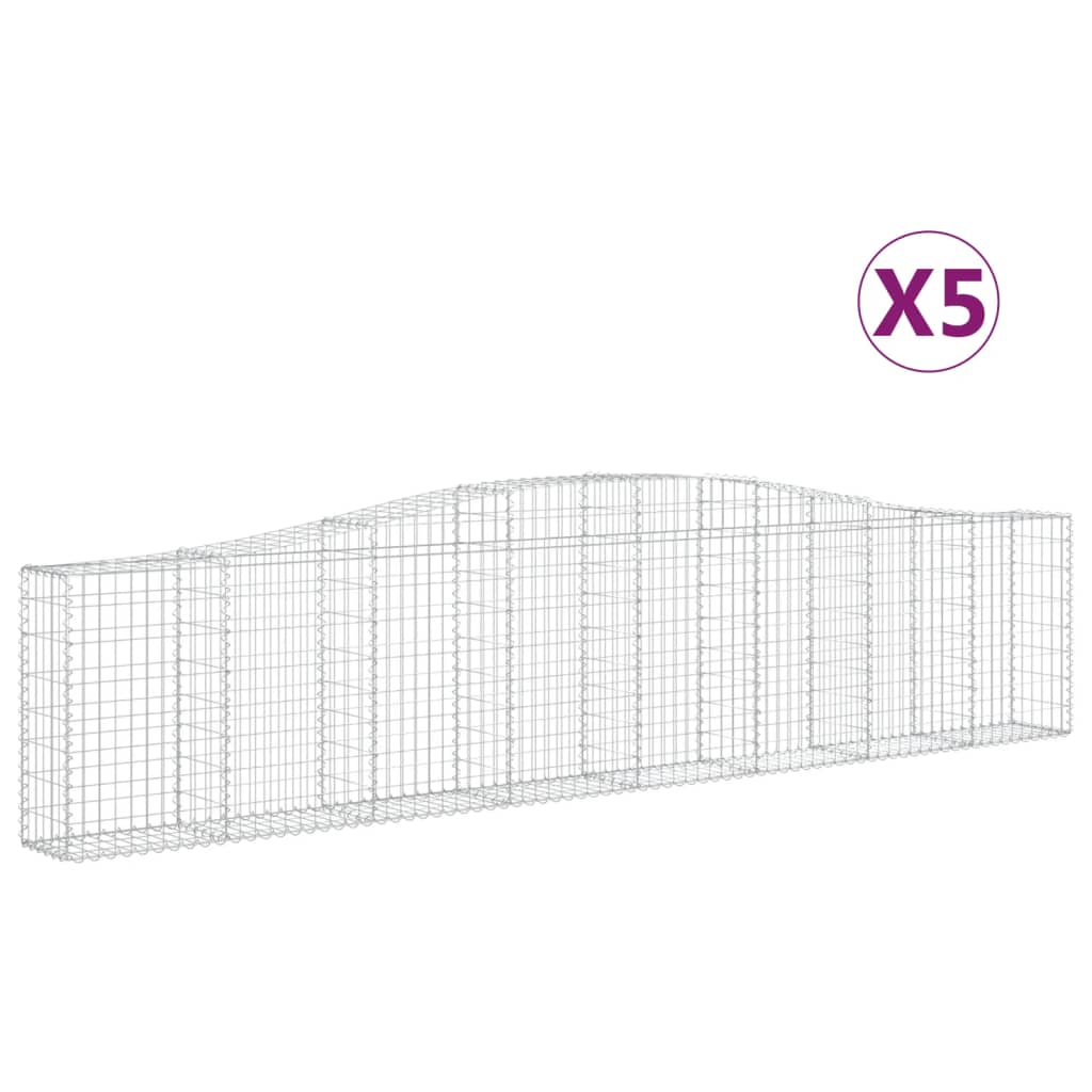 5 db íves horganyzott vas gabion kosár 400x30x80/100 cm