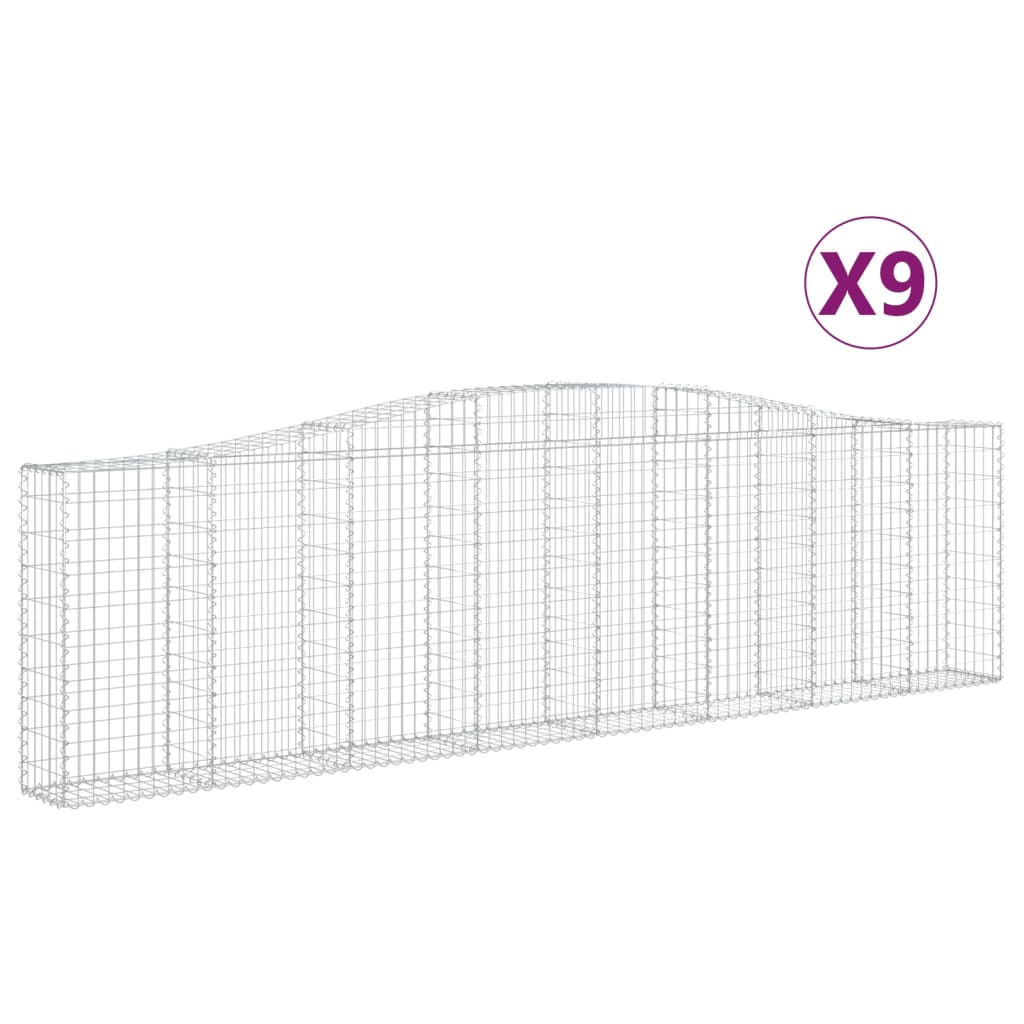 9 db íves horganyzott vas gabion kosár 400x30x100/120 cm