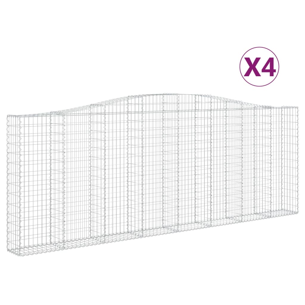 4 db íves horganyzott vas gabion kosár 400x30x140/160 cm