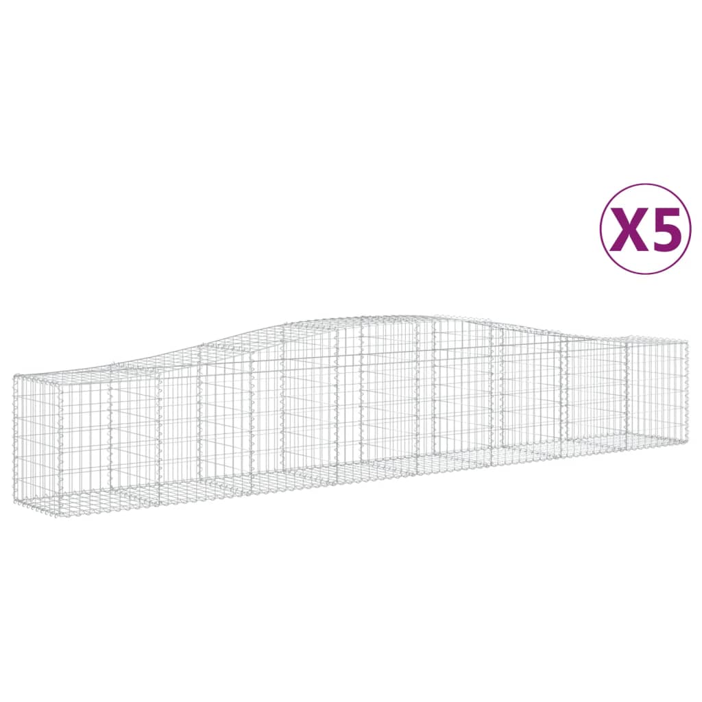 5 db íves horganyzott vas gabion kosár 400x50x60/80 cm