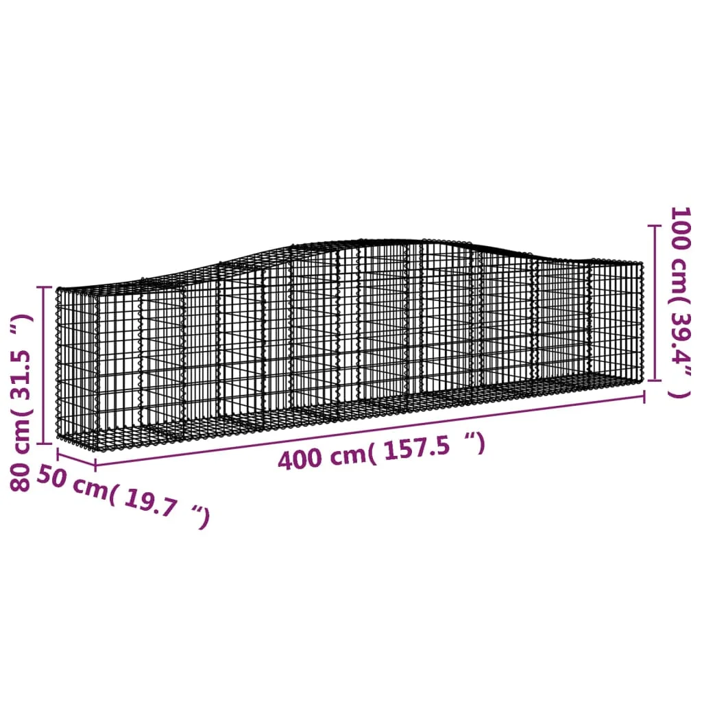 5 db íves horganyzott vas gabion kosár 400x50x80/100 cm