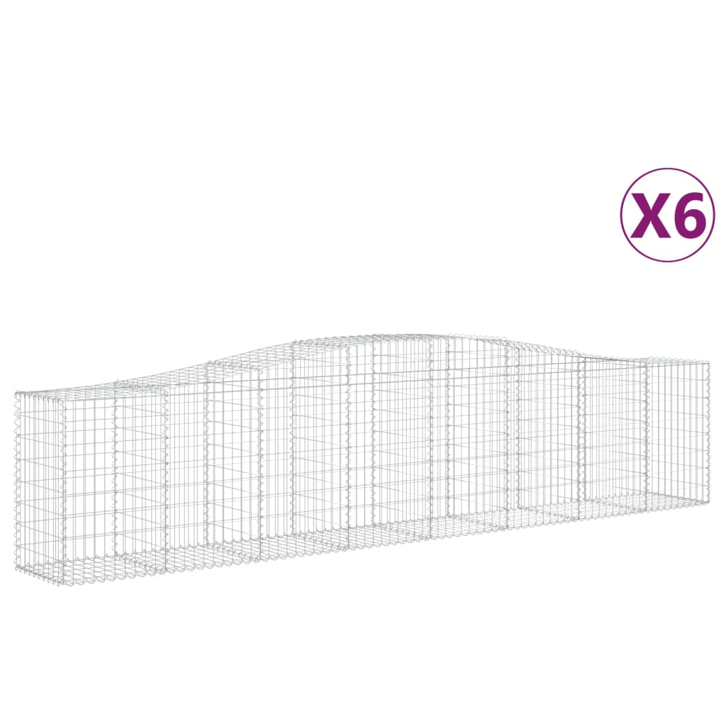 6 db íves horganyzott vas gabion kosár 400x50x80/100 cm