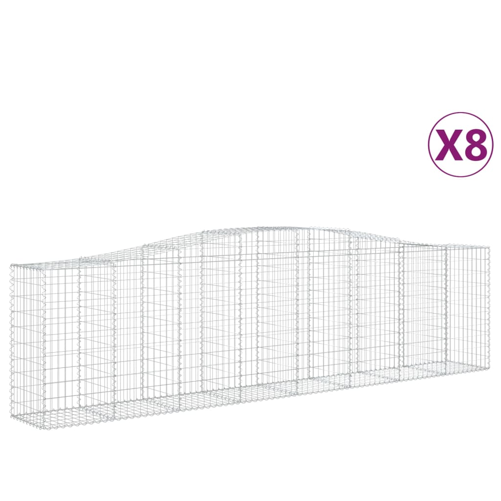 8 db íves horganyzott vas gabion kosár 400x50x100/120 cm