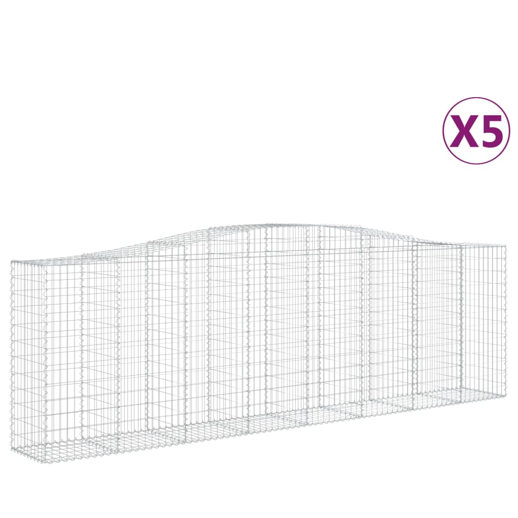 5 db íves horganyzott vas gabion kosár 400x50x120/140 cm