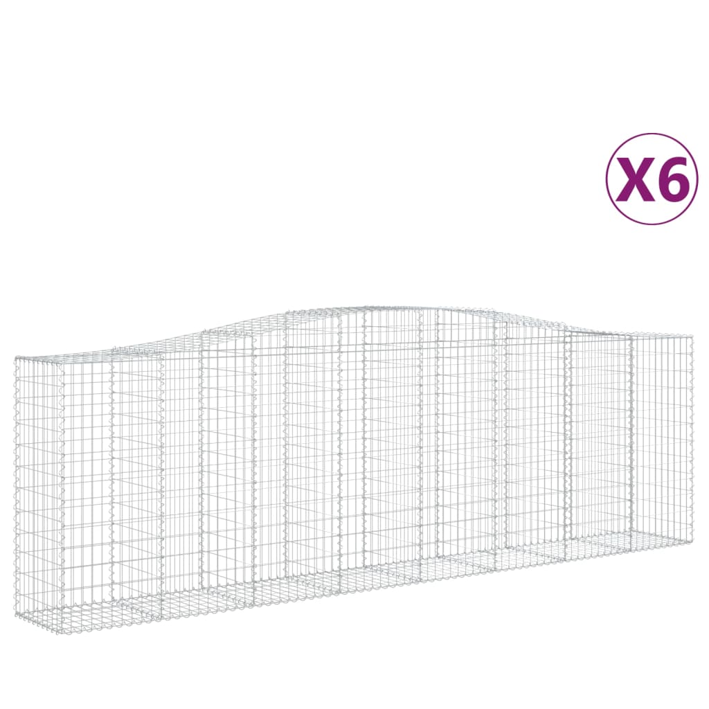 6 db íves horganyzott vas gabion kosár 400x50x120/140 cm