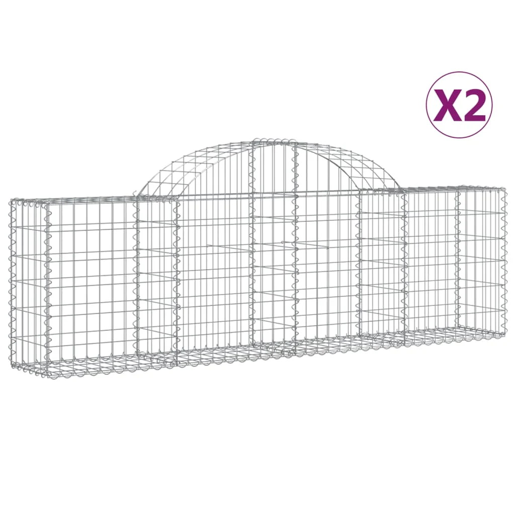 2 db íves horganyzott vas gabion kosár 200x30x60/80 cm