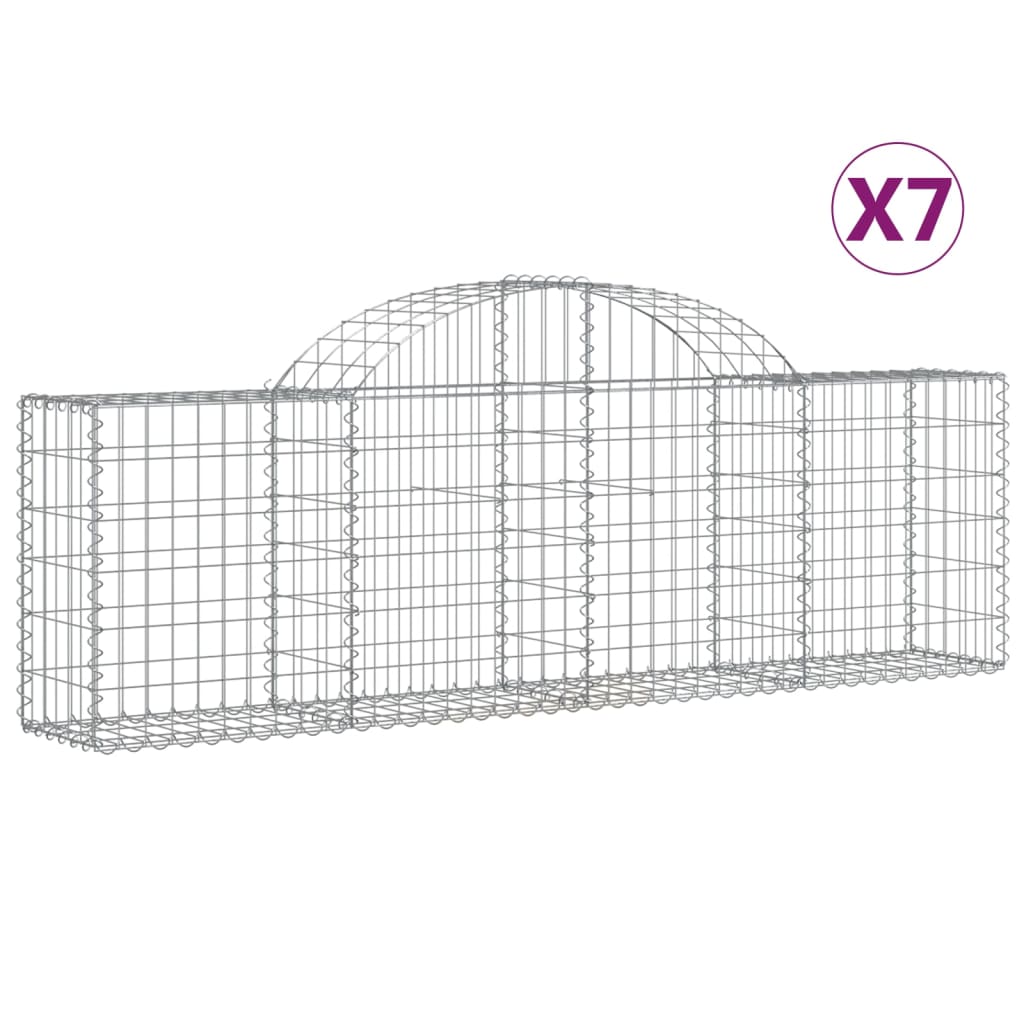 7 db íves horganyzott vas gabion kosár 200x30x60/80 cm