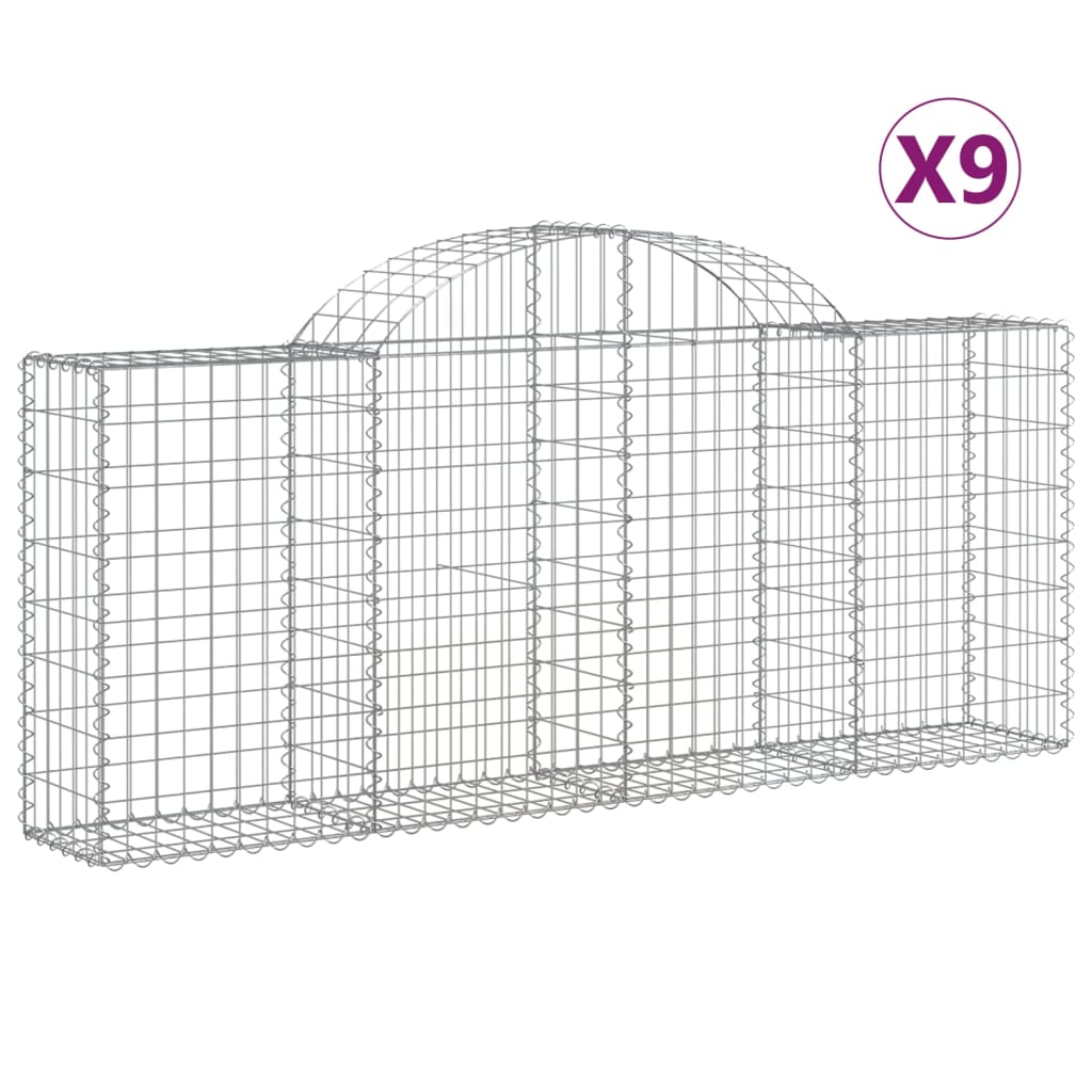 9 db íves horganyzott vas gabion kosár 200x30x80/100 cm