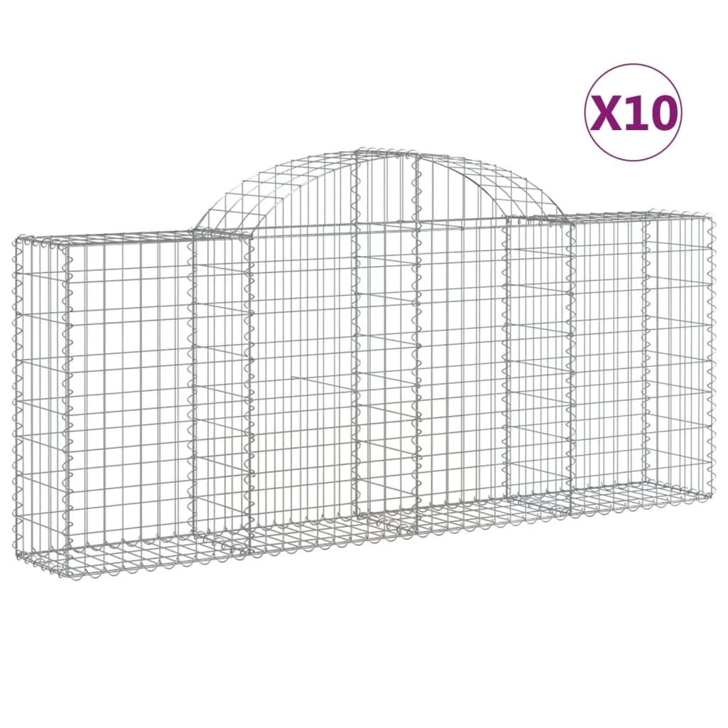 10 db íves horganyzott vas gabion kosár 200x30x80/100 cm