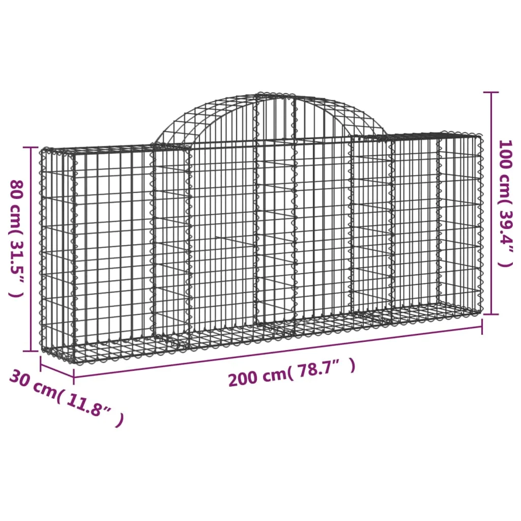 14 db íves horganyzott vas gabion kosár 200x30x80/100 cm