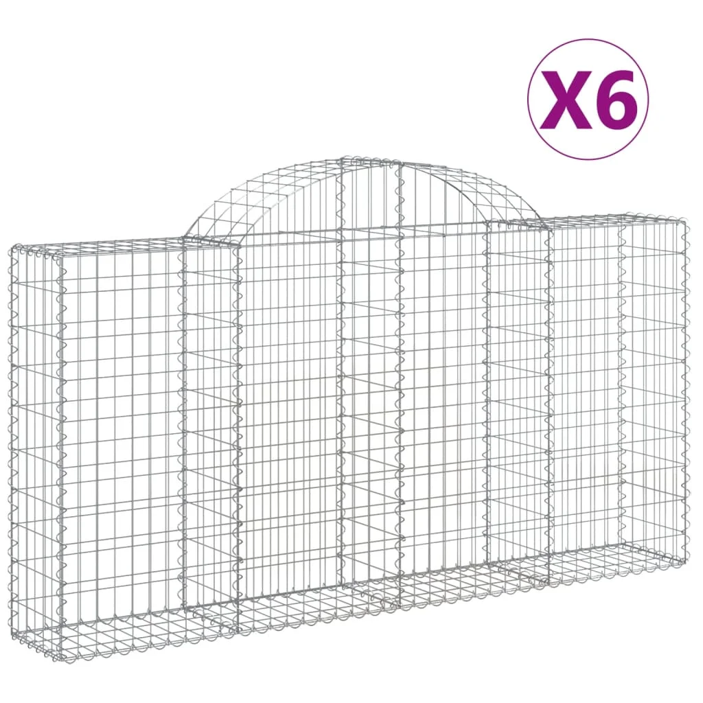 6 db íves horganyzott vas gabion kosár 200x30x100/120 cm