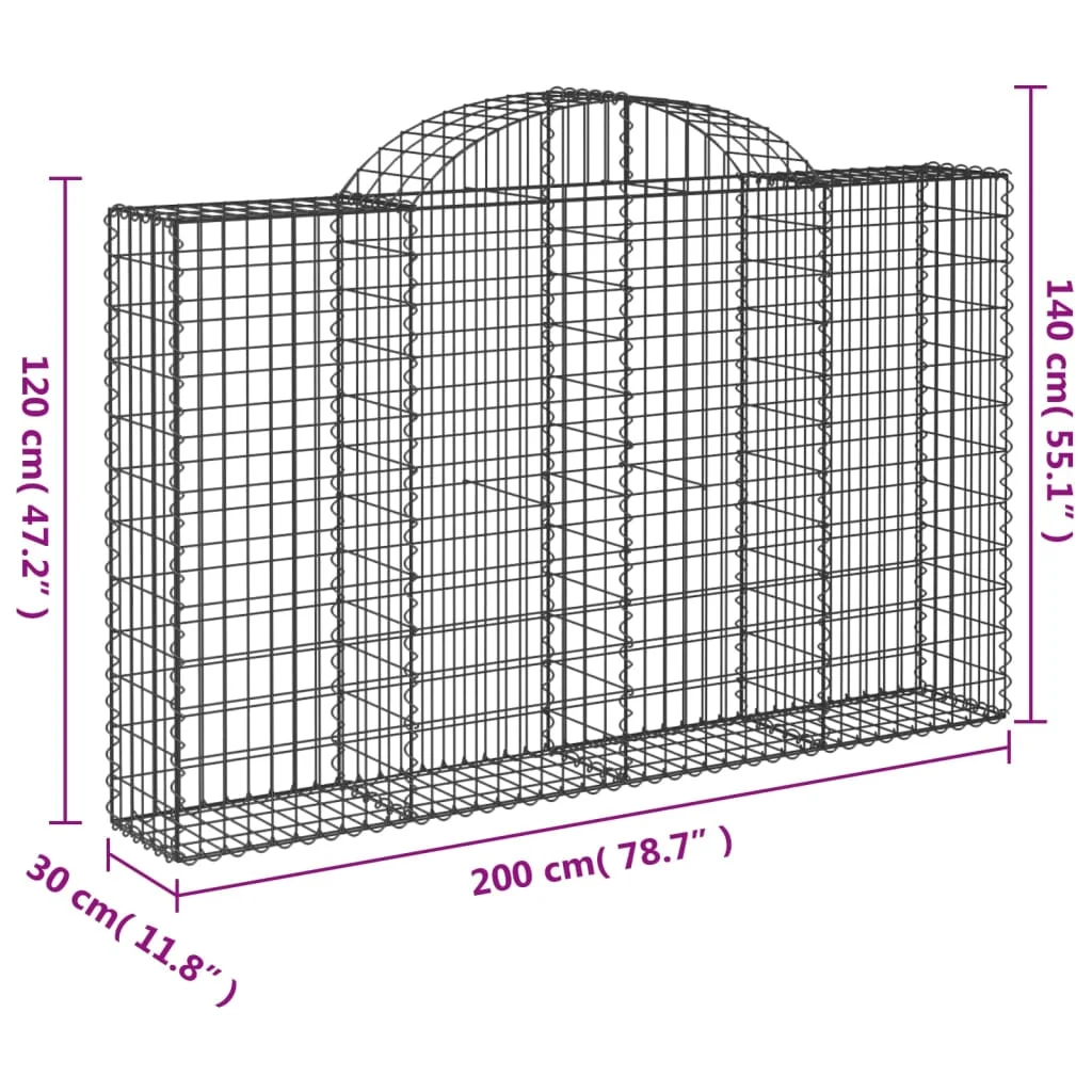 3 db íves horganyzott vas gabion kosár 200x30x120/140 cm