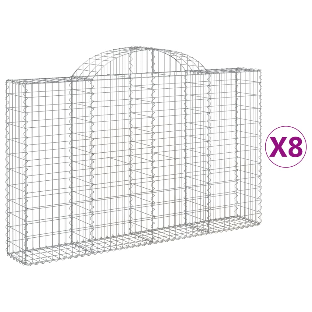 8 db íves horganyzott vas gabion kosár 200x30x120/140 cm