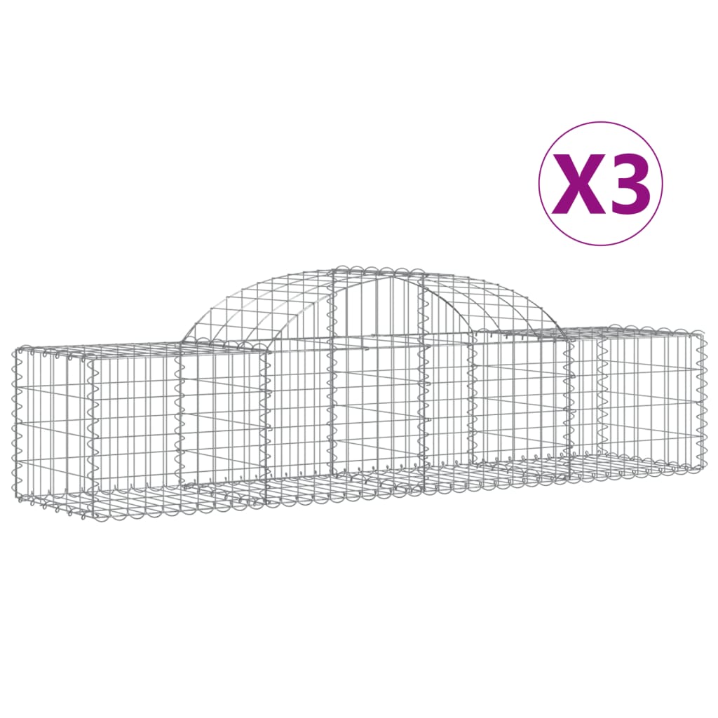 3 db íves horganyzott vas gabion kosár 200x50x40/60 cm