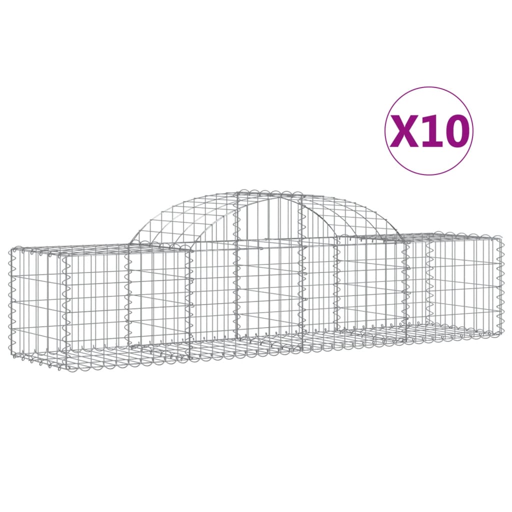 10 db íves horganyzott vas gabion kosár 200x50x40/60 cm