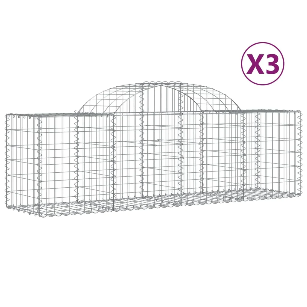 3 db íves horganyzott vas gabion kosár 200x50x60/80 cm