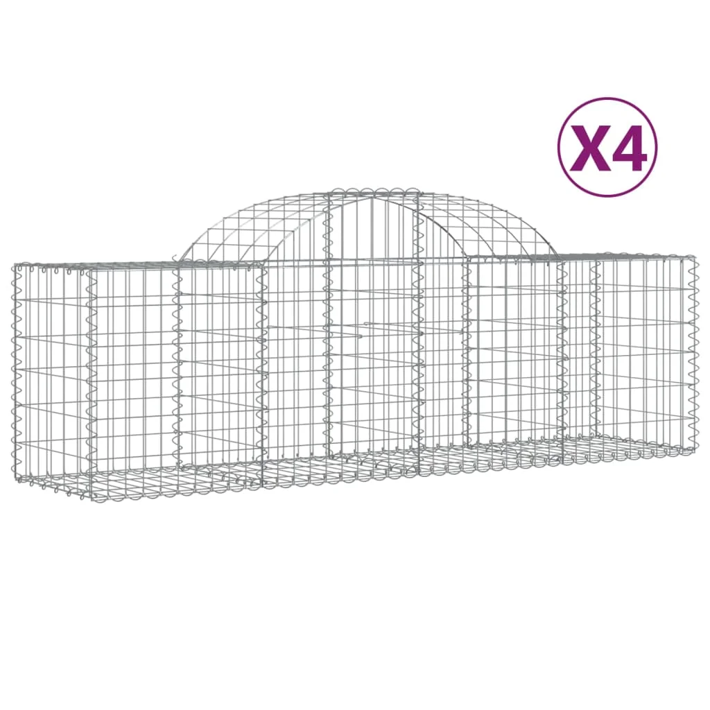 4 db íves horganyzott vas gabion kosár 200x50x60/80 cm