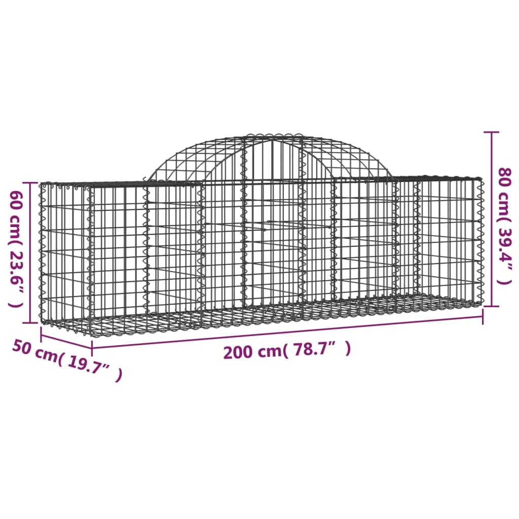 4 db íves horganyzott vas gabion kosár 200x50x60/80 cm
