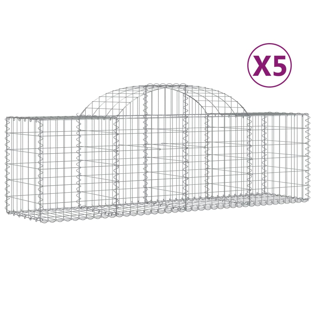 5 db íves horganyzott vas gabion kosár 200x50x60/80 cm