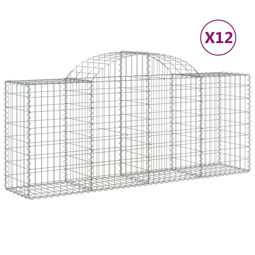 12 db íves horganyzott vas gabion kosár 200x50x80/100 cm