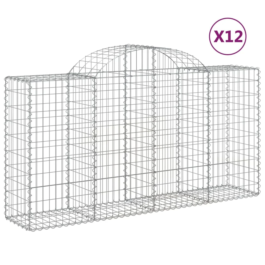 12 db íves horganyzott vas gabion kosár 200x50x100/120 cm