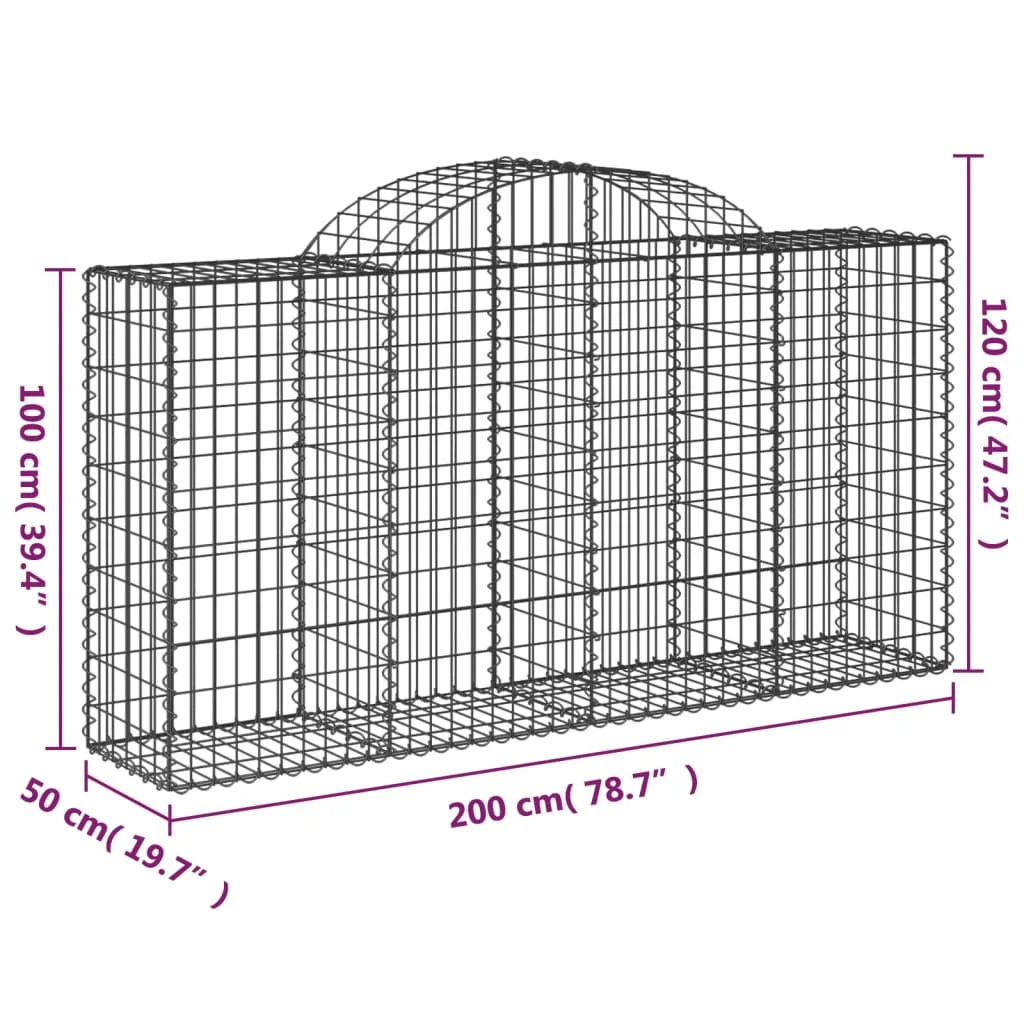 12 db íves horganyzott vas gabion kosár 200x50x100/120 cm