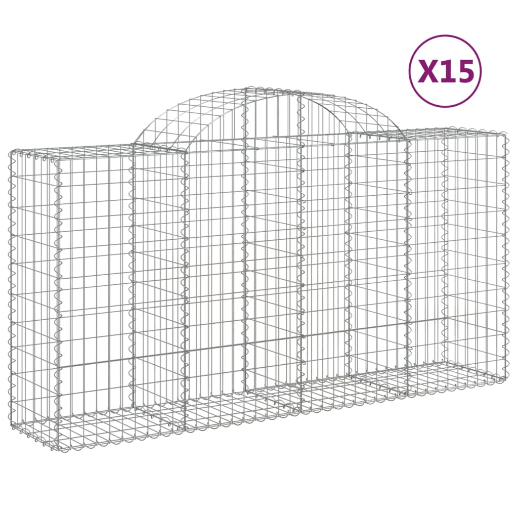 15 db íves horganyzott vas gabion kosár 200x50x100/120 cm