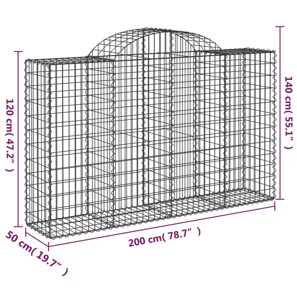 7 db íves horganyzott vas gabion kosár 200x50x120/140 cm
