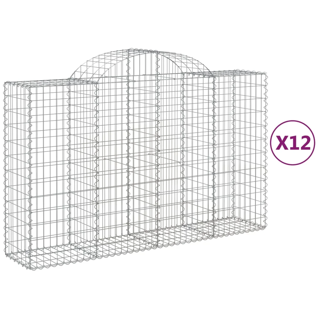 12 db íves horganyzott vas gabion kosár 200x50x120/140 cm