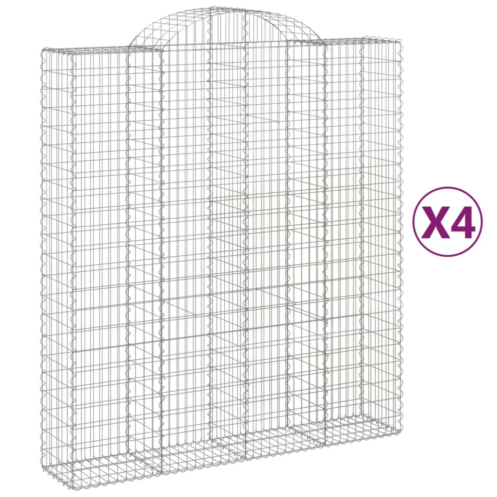 4 db íves horganyzott vas gabion kosár 200x50x220/240 cm