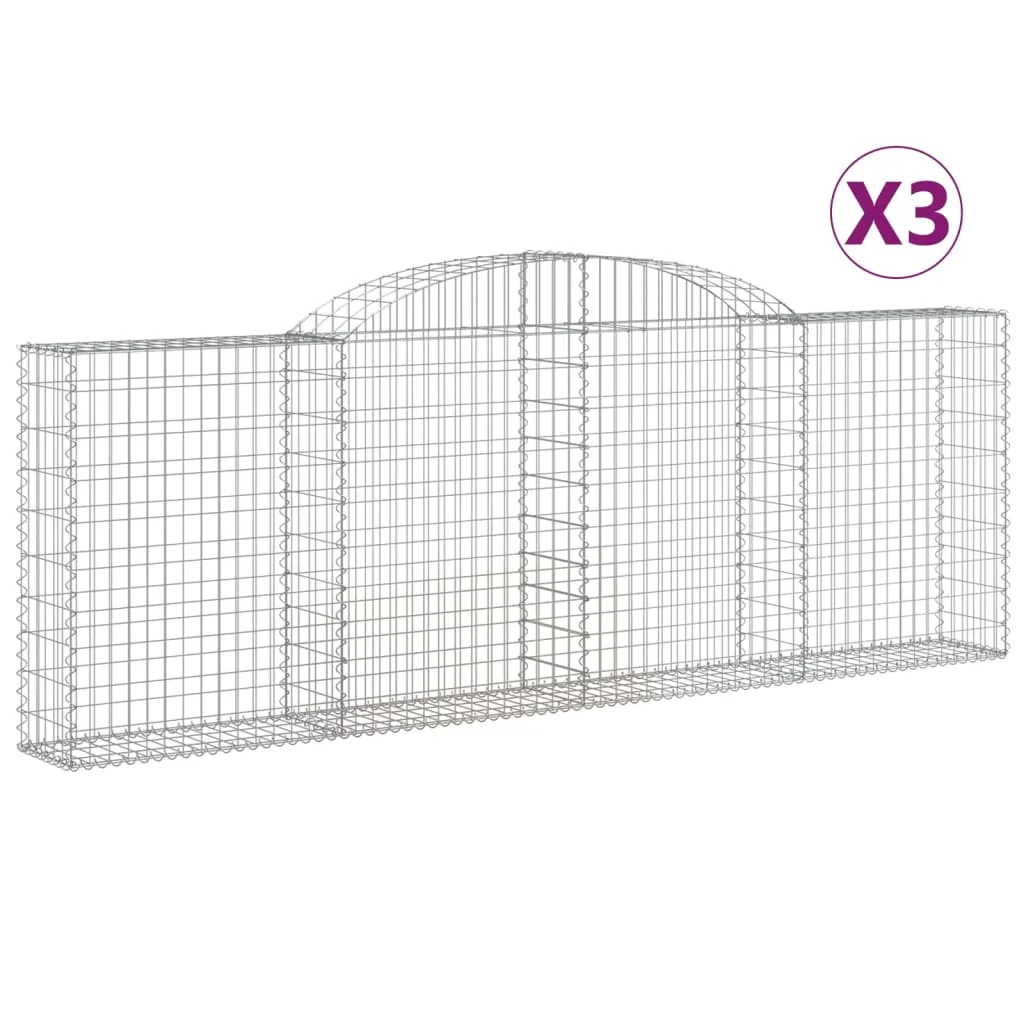 3 db íves horganyzott vas gabion kosár 300 x 30 x 100/120 cm