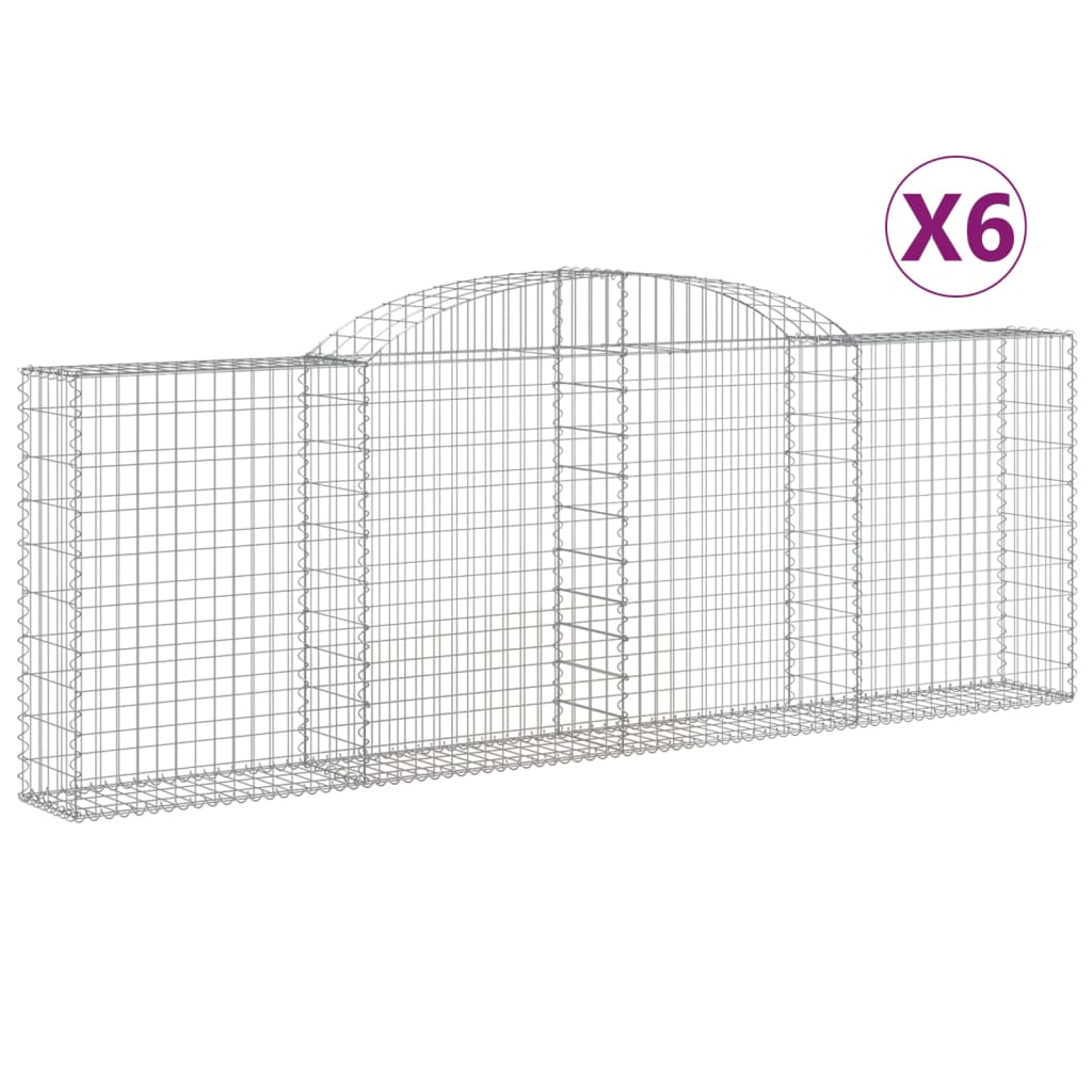 6 db íves horganyzott vas gabion kosár 300 x 30 x 100/120 cm