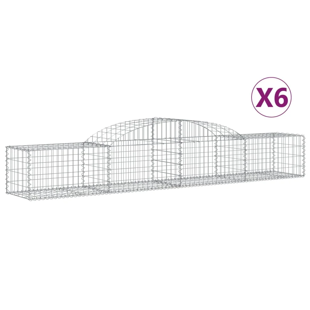 6 db íves horganyzott vas gabion kosár 300x50x40/60 cm