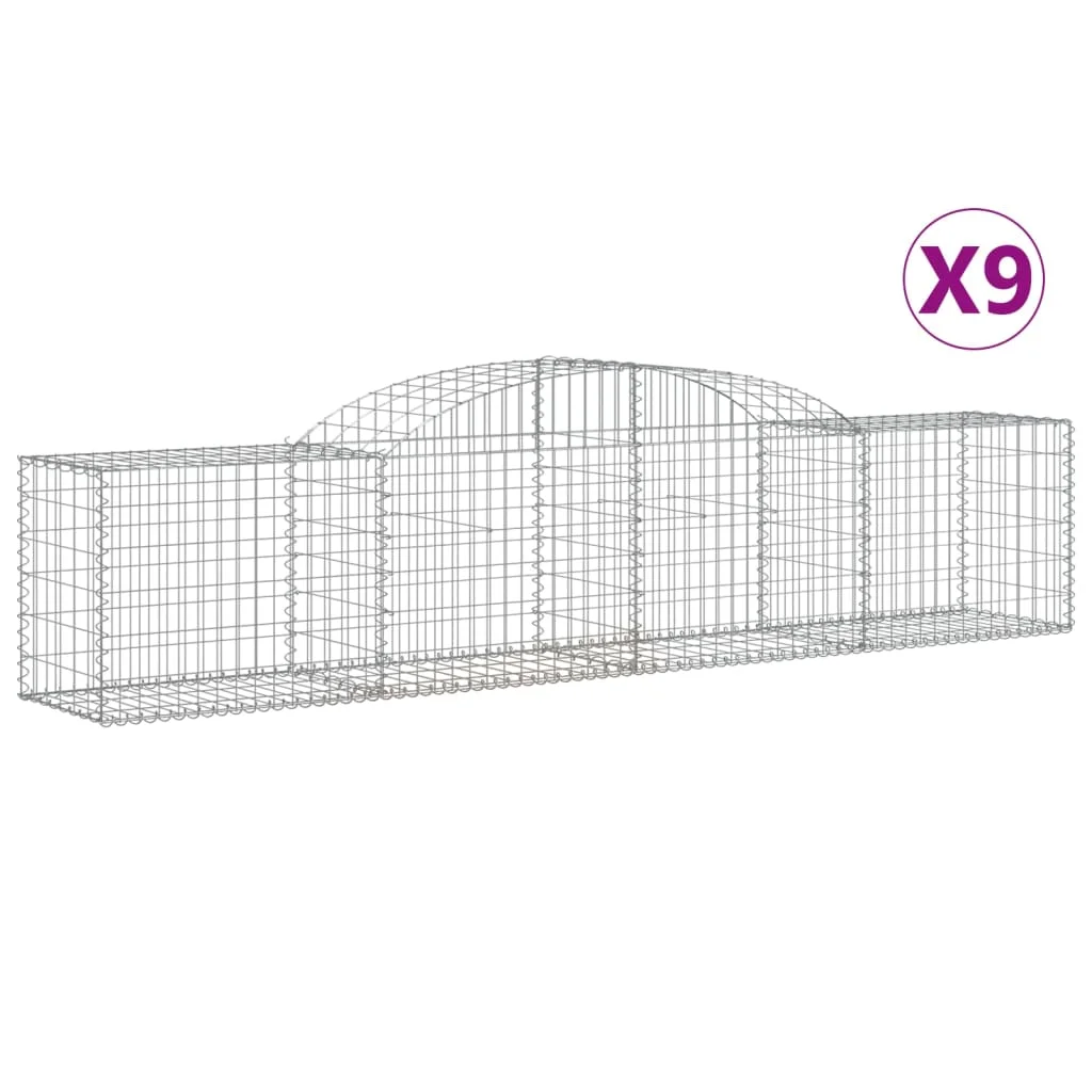 9 db íves horganyzott vas gabion kosár 300x50x60/80 cm