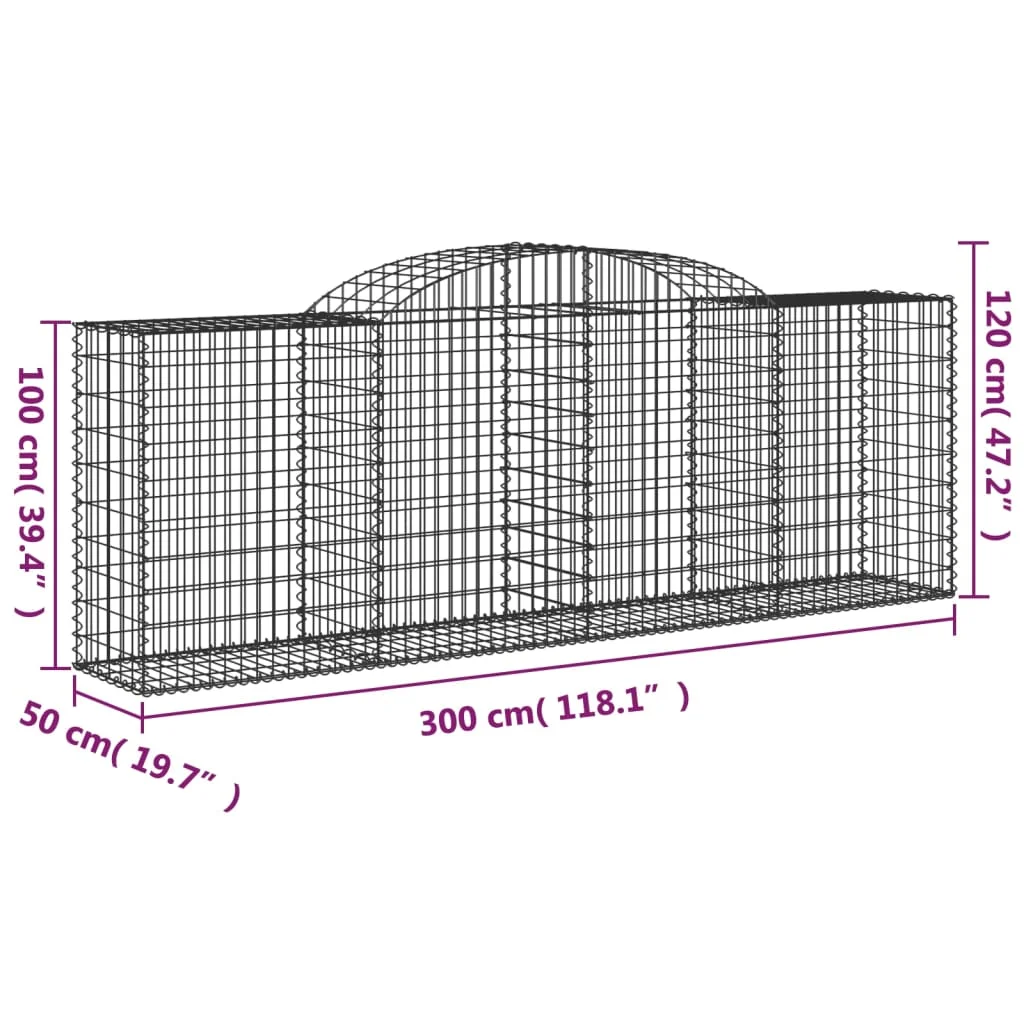 11 db íves horganyzott vas gabion kosár 300 x 50 x 100/120 cm