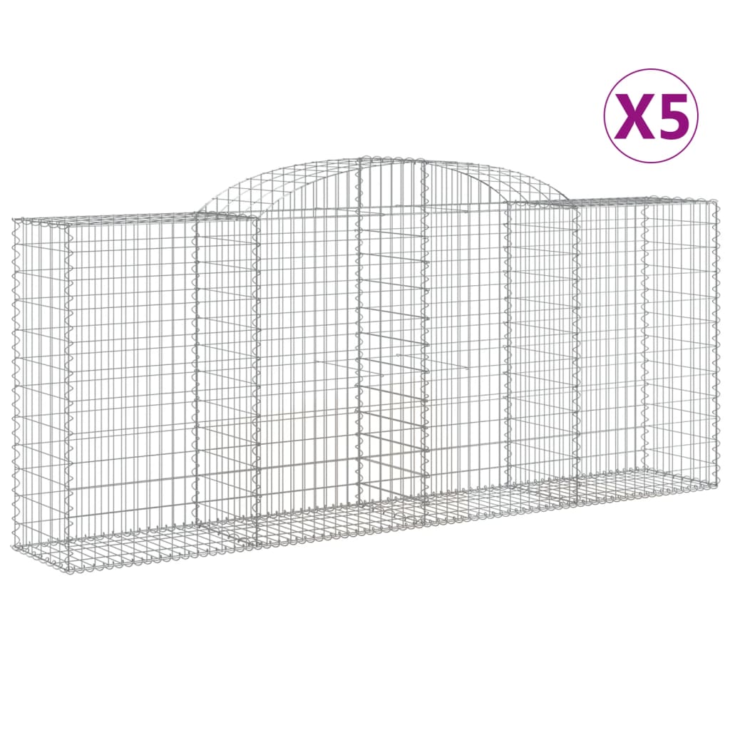 5 db íves horganyzott vas gabion kosár 300x50x120/140 cm