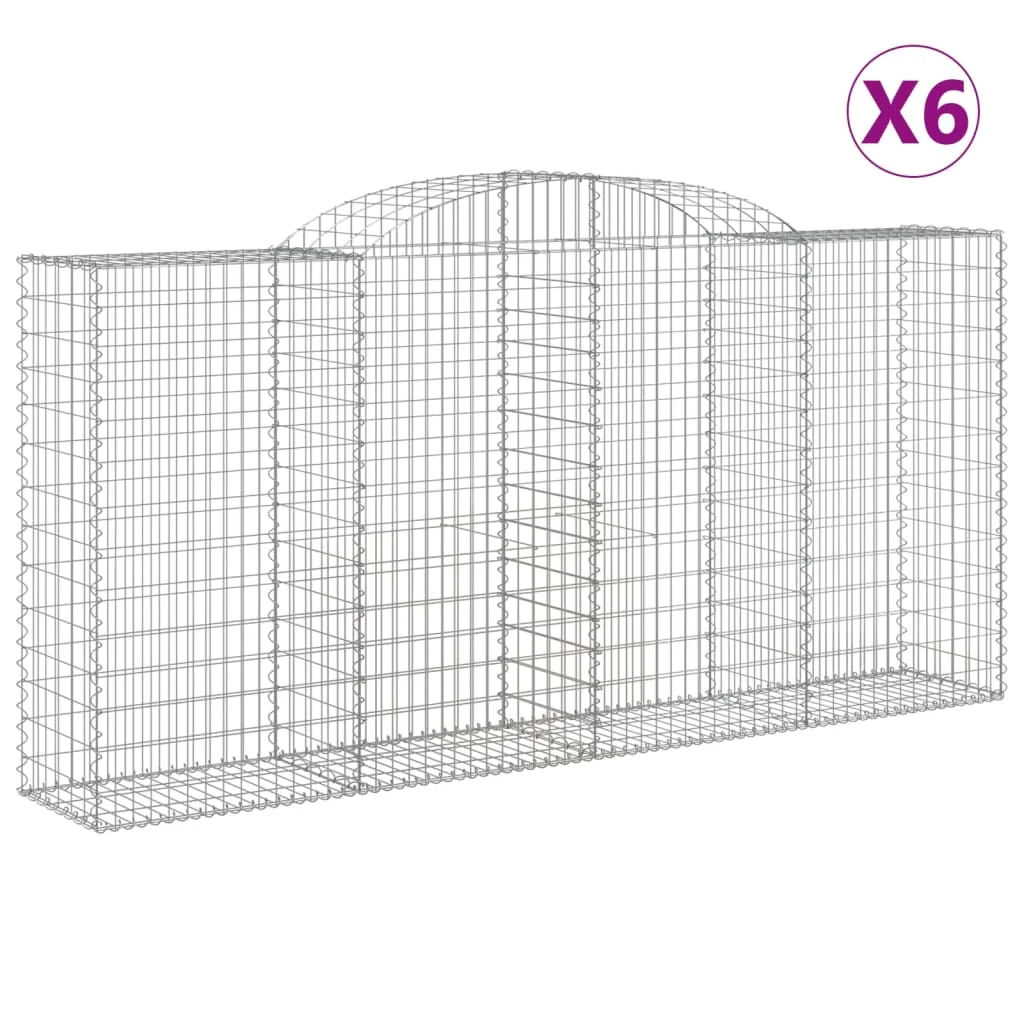 6 db íves horganyzott vas gabion kosár 300x50x140/160 cm
